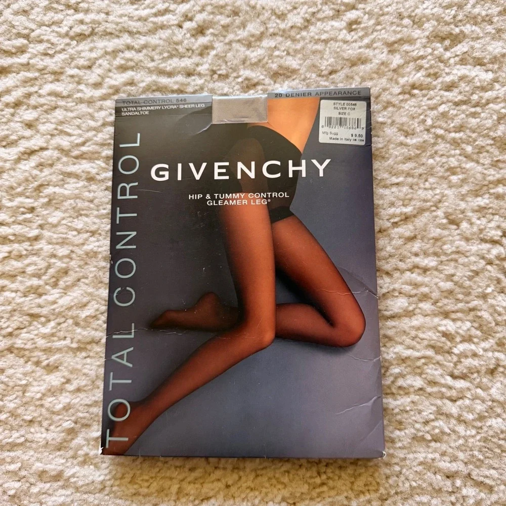 Givenchy Total Control 546 Shimmery Sheer Tights Silver Fox‎ Size C Sandal Toe